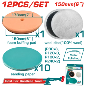 Bộ 12 Đĩa Mài Bóng Và Đánh Bóng 180mm(7") TOTAL TAC18012
