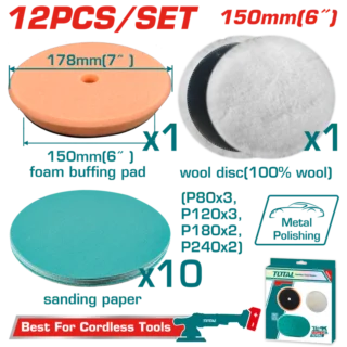 Bộ 12 Đĩa Mài Bóng Và Đánh Bóng 180mm(7") TOTAL TAC18012