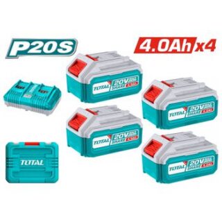 Bộ 4 pin 4.0Ah và 1 sạc P20S Total TFBCLI20244