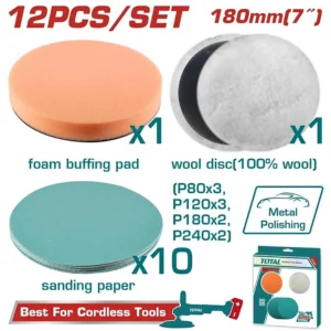 Bộ 12 Đĩa Mài Bóng Và Đánh Bóng 180mm(7") TOTAL TAC18012