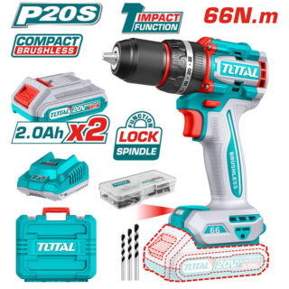Máy khoan động lực dùng pin 20V Total TIDLI20668 (Kèm 2 Pin 1 Sạc)