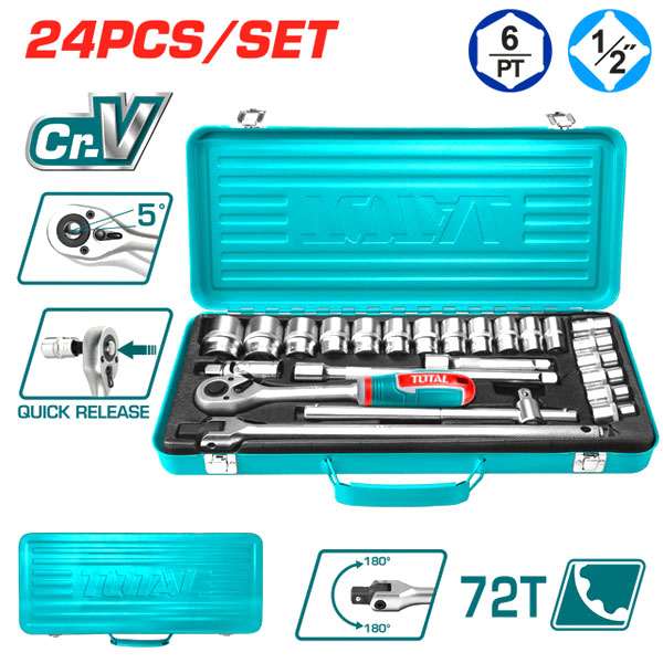 1-2-bo-tuyp-24-chi-tiet-10-32mm-total-tht121242-1773993538 1/2" Bộ tuýp 24 chi tiết 10-32mm Total THT121242