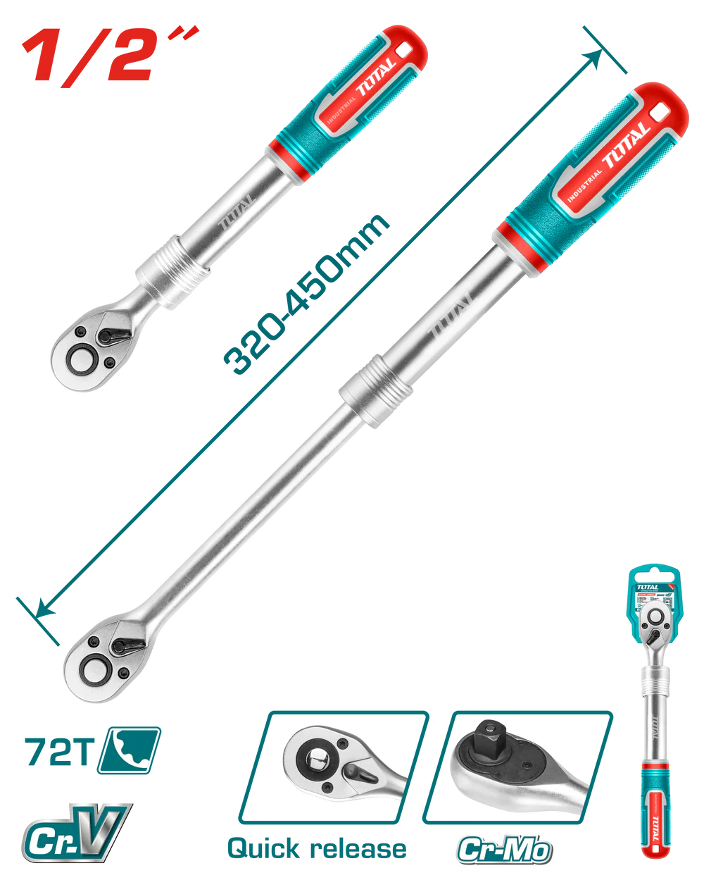 72_340-450_-THT106128L_1000x TAY VẶN MỞ RỘNG 1/2 INCH DÀI 320- 450MM TOTAL THT106128L