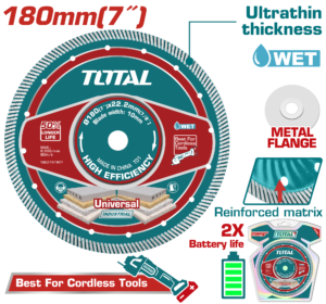 Đĩa cắt gạch siêu mỏng 180mm kèm tán Total TAC2151801