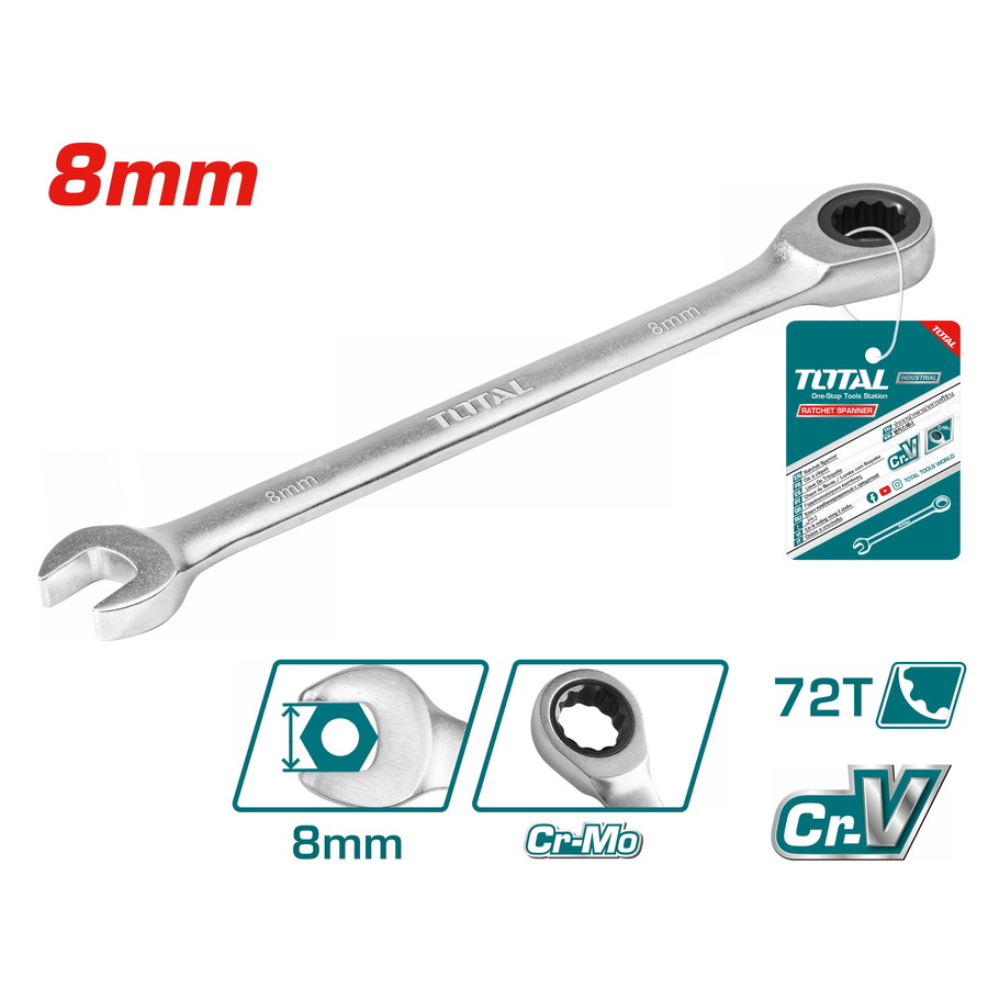 TCSPAR081 Cờ lê vòng miệng tự động hai chiều Total TCSPAR081 8mm