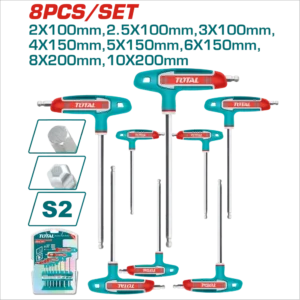 Bộ 8 chìa vặn lục giác tròn tay cầm T