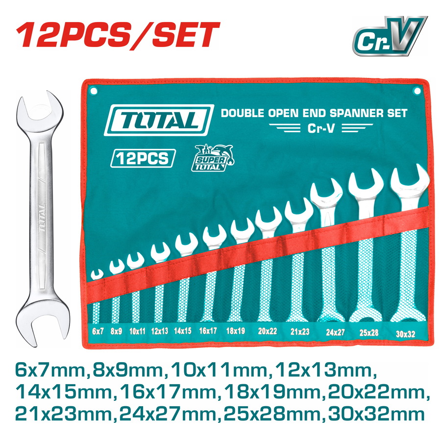 THT1023121 Bộ cờ lê hai đầu miệng 12 chi tiết Total THT1023121 6-32mm