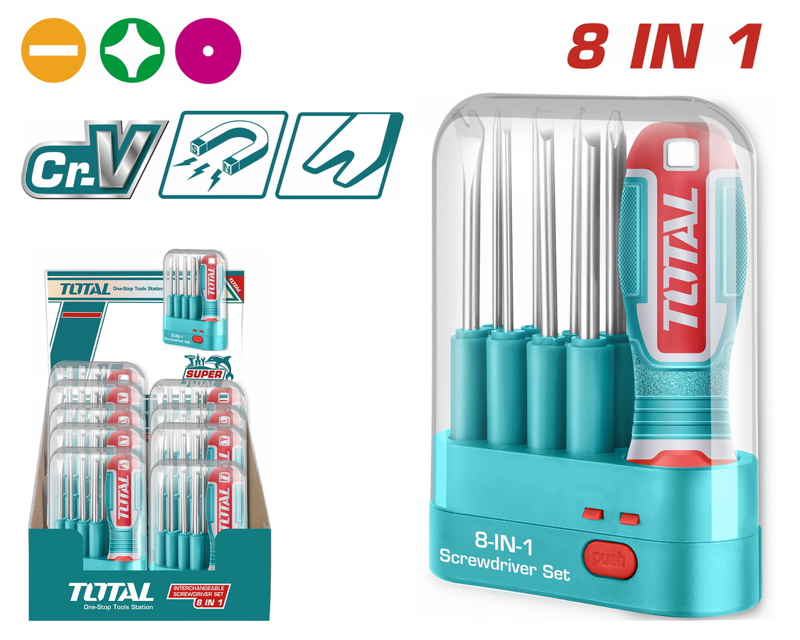 THT250906 Bộ đầu tuốc nơ vít (tô vít) 9 chi tiết Total THT250906
