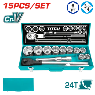 Bộ 15 đầu tuýp 3/4" Total THT341151 (Size: 30-60)
