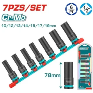 Bộ Đầu Tuýp Dài 1/2 Total THKISD12073L 7 Chi Tiết Thép CR-Mo (10-19mm)