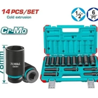 Bộ Đầu Tuýp Dài 1/2 Total THKISD12143L 14 Chi Tiết Thép CR-Mo (10-27mm)