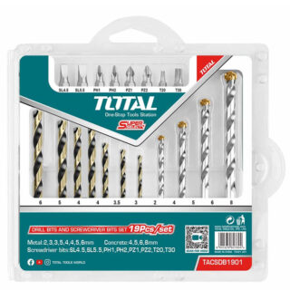 Bộ mũi khoan và mũi vặn vít đa năng 19 chi tiết Total TACSDB1901