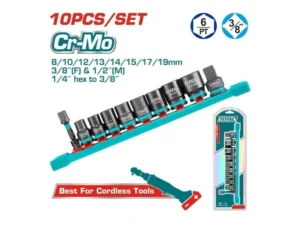 Bộ tuýp đen ngắn 10 chi tiết Total THTISD38104 loại 3/8 thép CR-MO