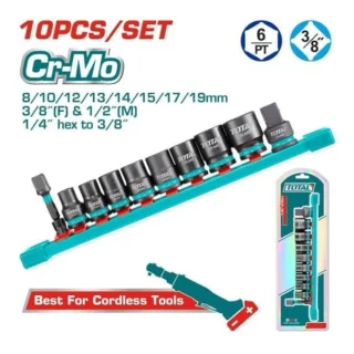 Bộ tuýp đen ngắn 10 chi tiết Total THTISD38104 loại 3/8 thép CR-MO