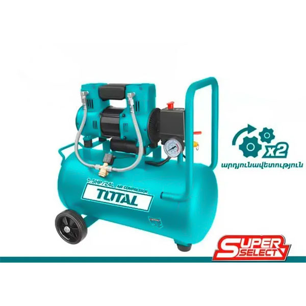 may-nen-khi-khong-dau-24l-1100w-total-tcs1110242t-1699339791 Máy nén khí không dầu 24L/1100W Total TCS1110242T