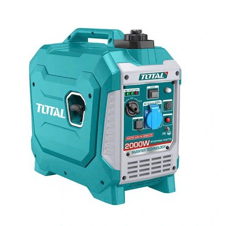 may-phat-dien-chay-xang-total-2-0kw-tp523006-inverter Công suất tối đa 2.0 KW Công suất liên tục 1.8 KW Công nghệ biến tần Điện áp định mức: 220-240V Hệ thống khởi động giật nổ Dòng định mức 7.8A Tiếng ồn (7m) 50% tải