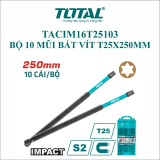 Bộ 10 Mũi Bắt Vít T25x250mm Total TACIM16T25103