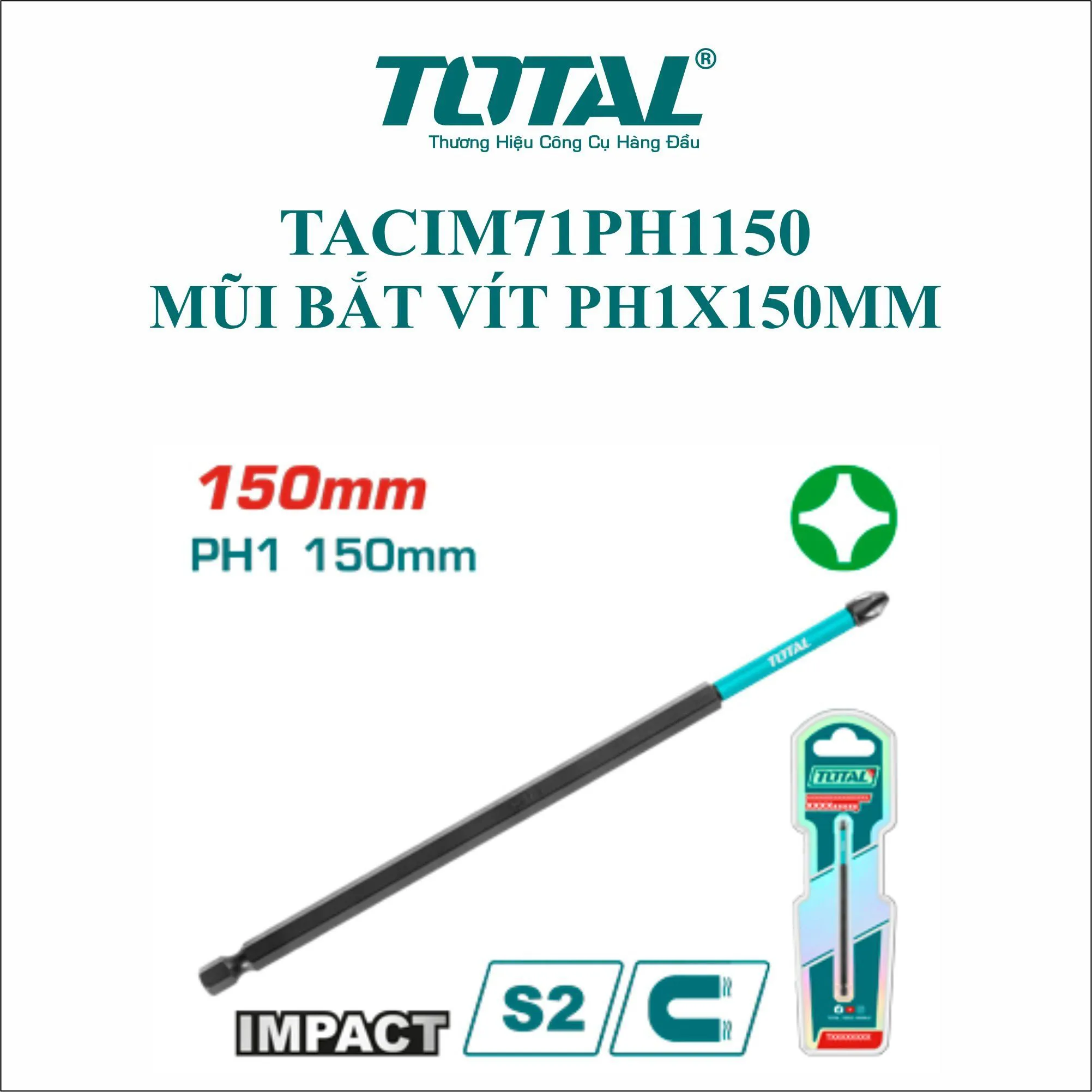 tacim71ph11501141a8c3301a48349 Mũi Bắt Vít PH1x150mm Total TACIM71PH1150