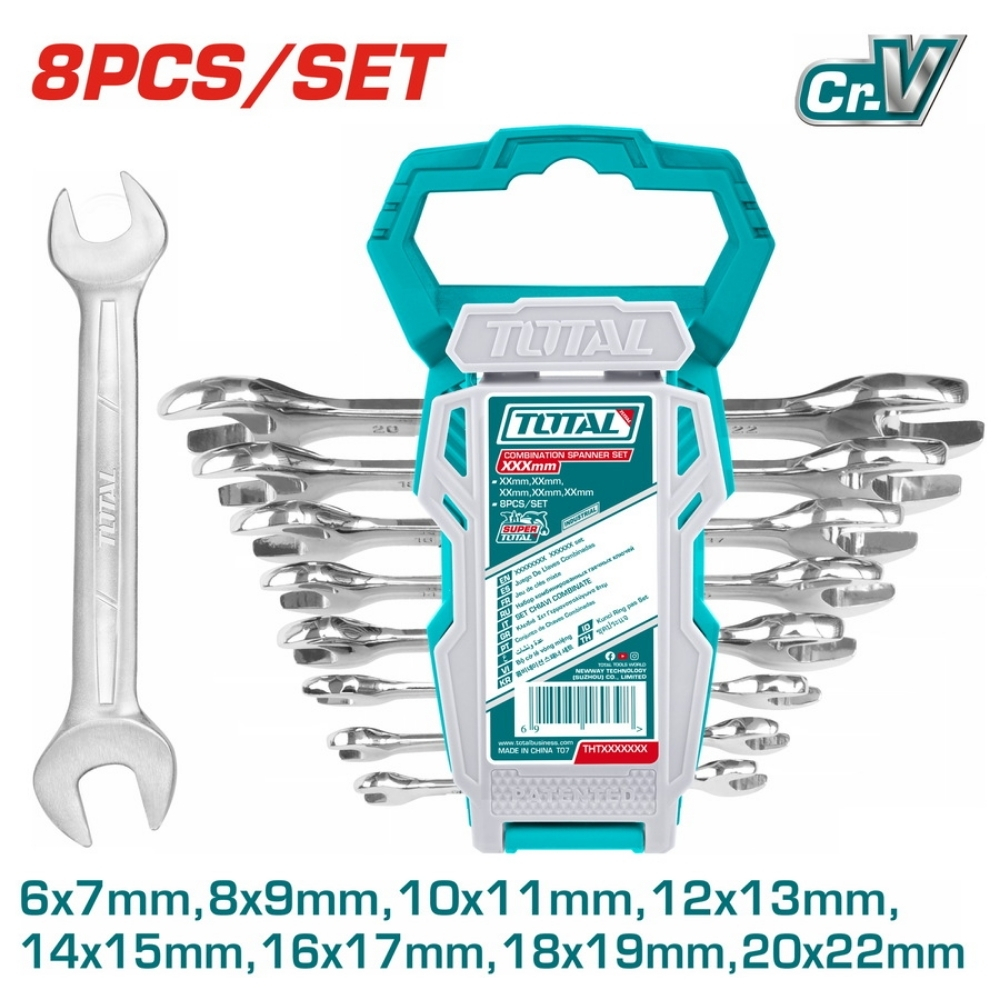 tht102386-1 Bộ 8 cờ lê miệng (6-22mm) Total THT102386