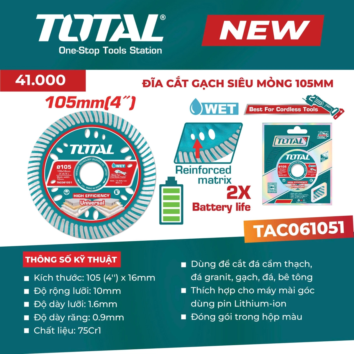 z7593592155141-b3c09d91692e8388d5b053fa6dc1310b-seo Đĩa cắt gạch siêu mỏng 105mm Total TAC061051